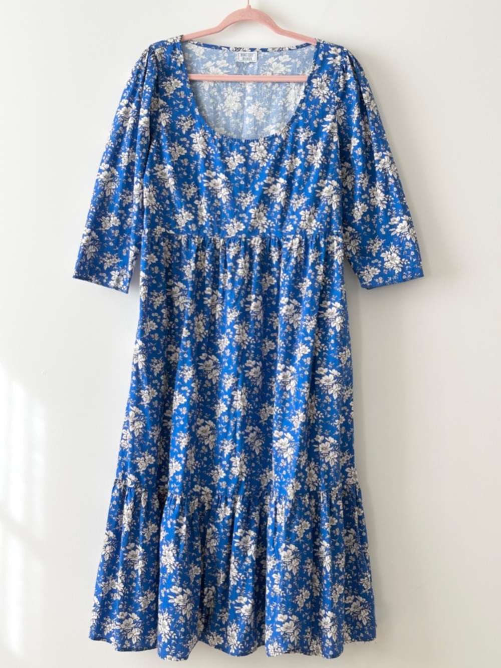 Pink City Prints 100% Cotton Blue Floral Maxi Dress